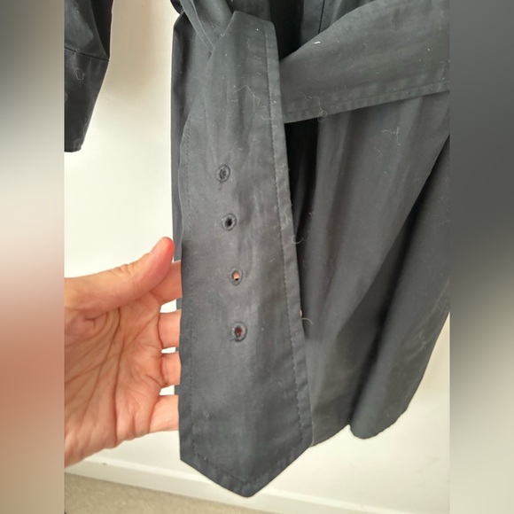 Banana Republic Black Belted Shirt Dress Womens Large Puff Sleeve Cotton Midi - Picture 7 of 10